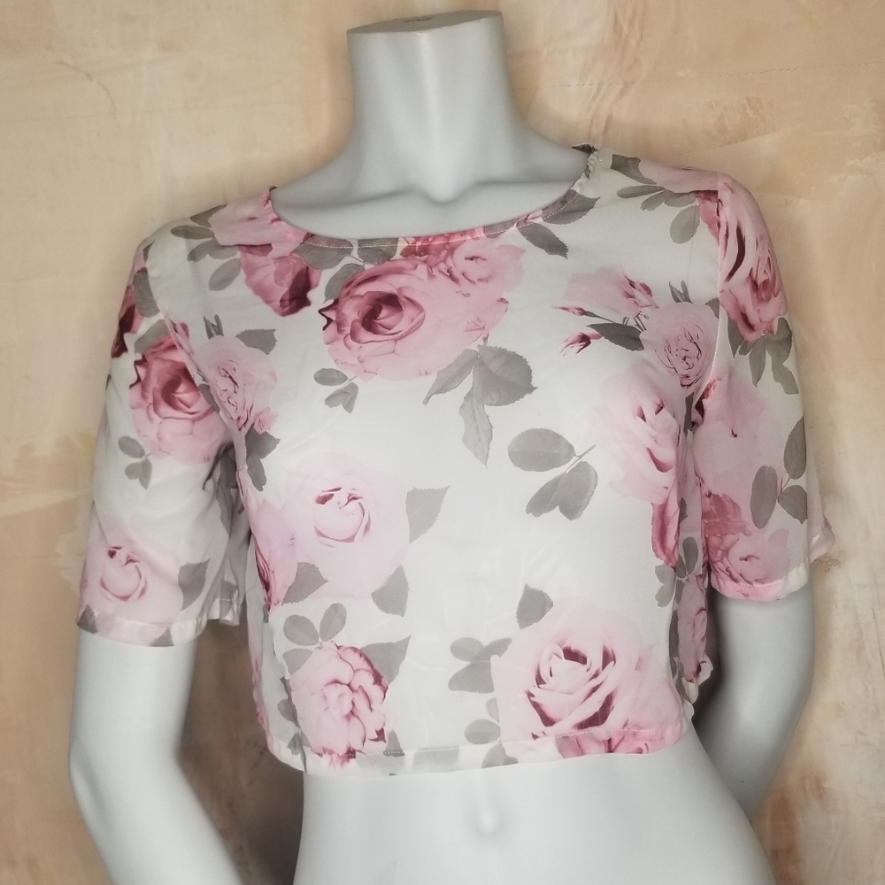 H&M Floral Sheer Crop Top Size 2